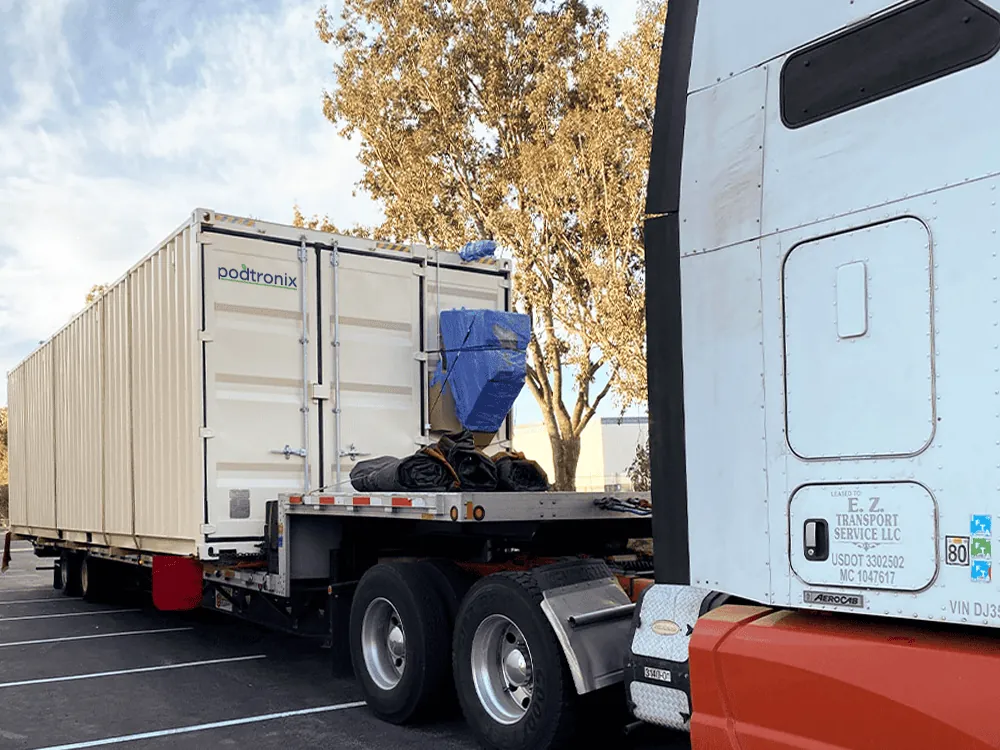 Factory-tested POD loaded for transit from our Temecula, CA manufacturing facility — direct delivery to site, anywhere in the U.S. or Canada.